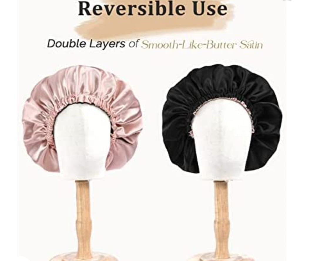 Satin Silk Bonnets + Hair Tie Set