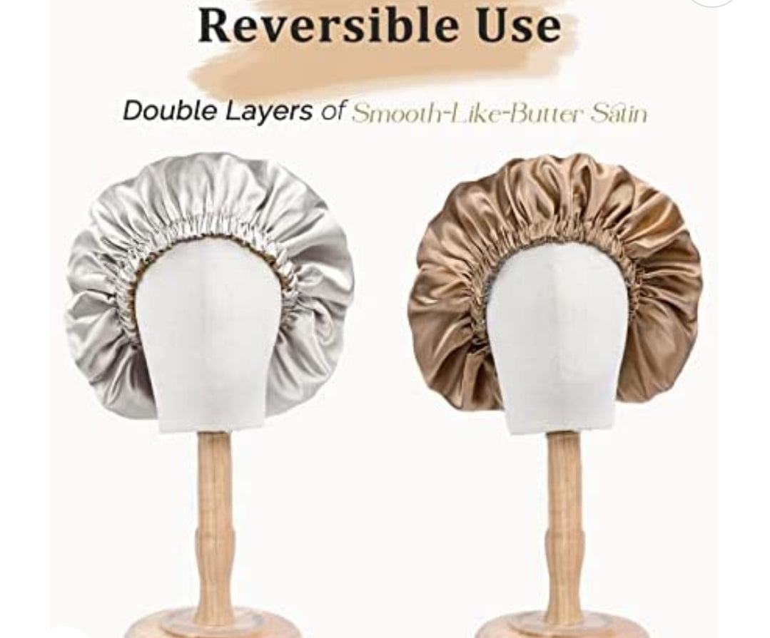 Satin Silk Bonnets + Hair Tie Set