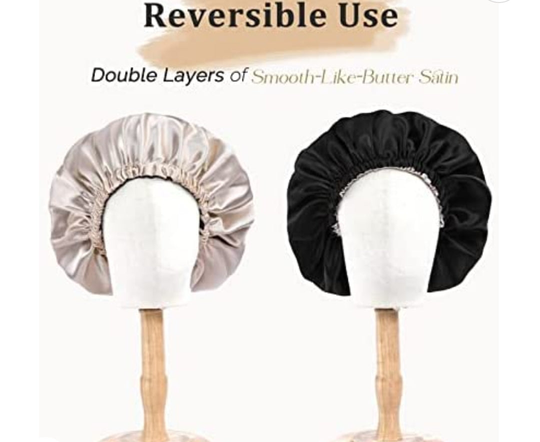 Satin Silk Bonnets + Hair Tie Set